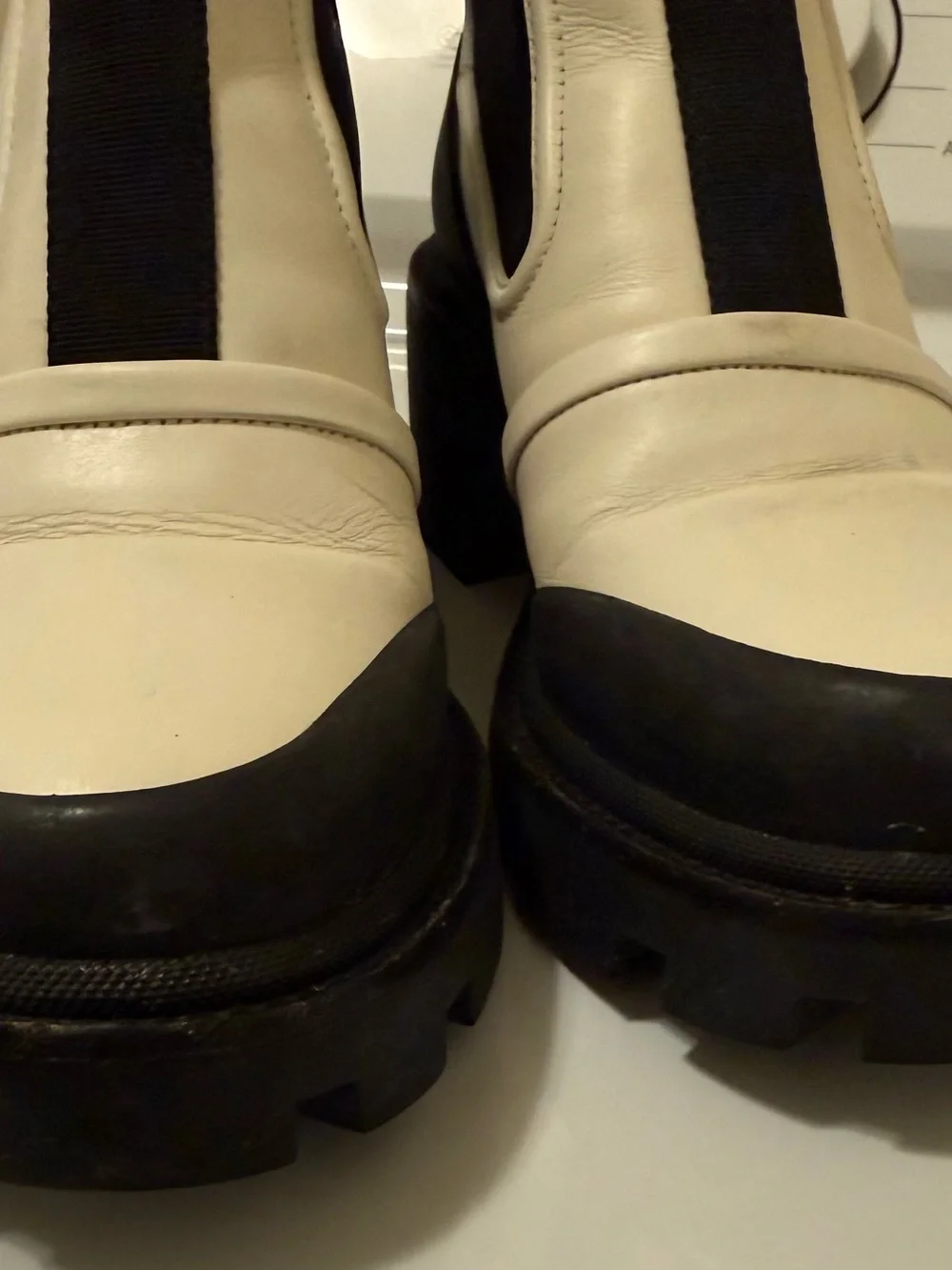 Tory Burch Black and Cream Slip-On Chelsea Boots